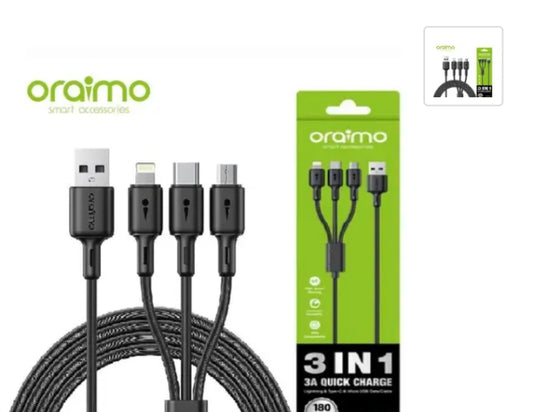 Oraimo 3-in-1 Fast Charging Cable (OCD-X93)