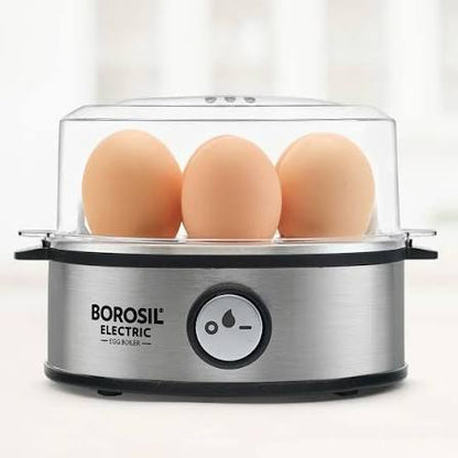 BOROSIL Electric Egg Boiler 360W | 7-Egg Automatic Egg Cooker with Auto Shut-Off | Soft, Medium & Hard Boiled Eggs | Stainless Steel